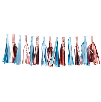 Matte Blue and Rose Gold Tassel Garland