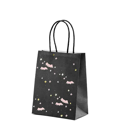 Black Gift Bag with Pink Bats