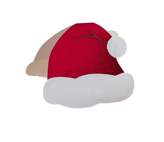Red foiled Santa hat shaped place cards