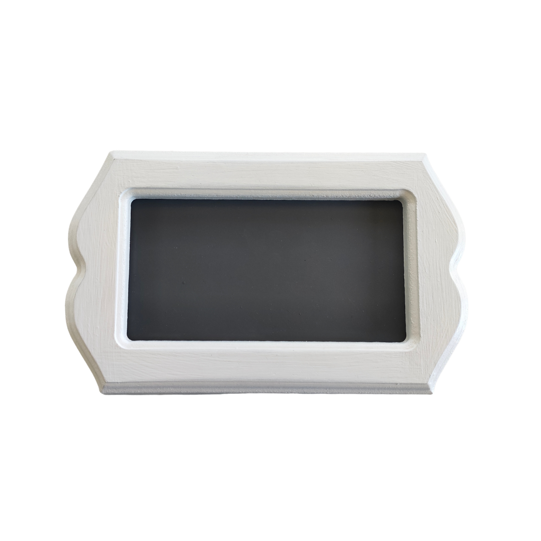 Rectangular blackboard with white frame on a white background