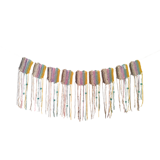 boho Hand Knitted Bunting with Beads