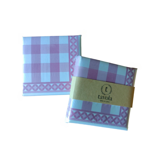 purple check Tavola Napkins