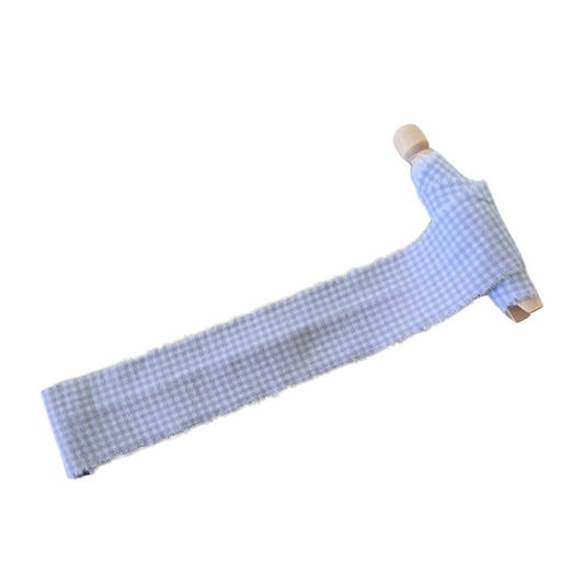 Blue Check Frayed Ribbon