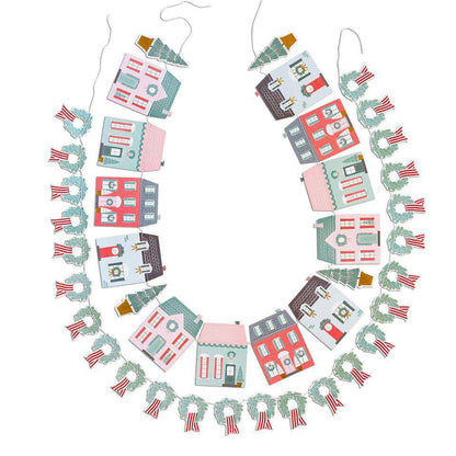 Christmas Village and Wreath Banner