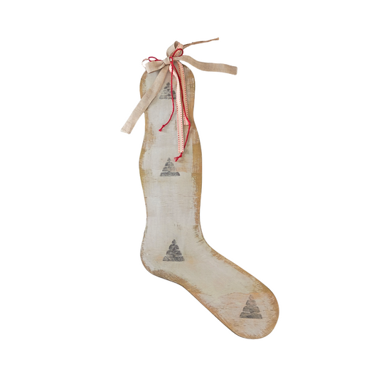 Grey Tree Wooden Stocking Hanging Decor