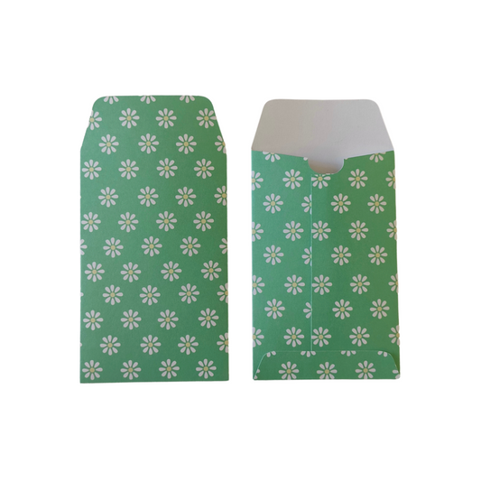 Handmade Mini Patterned Paper Envelopes - - Green