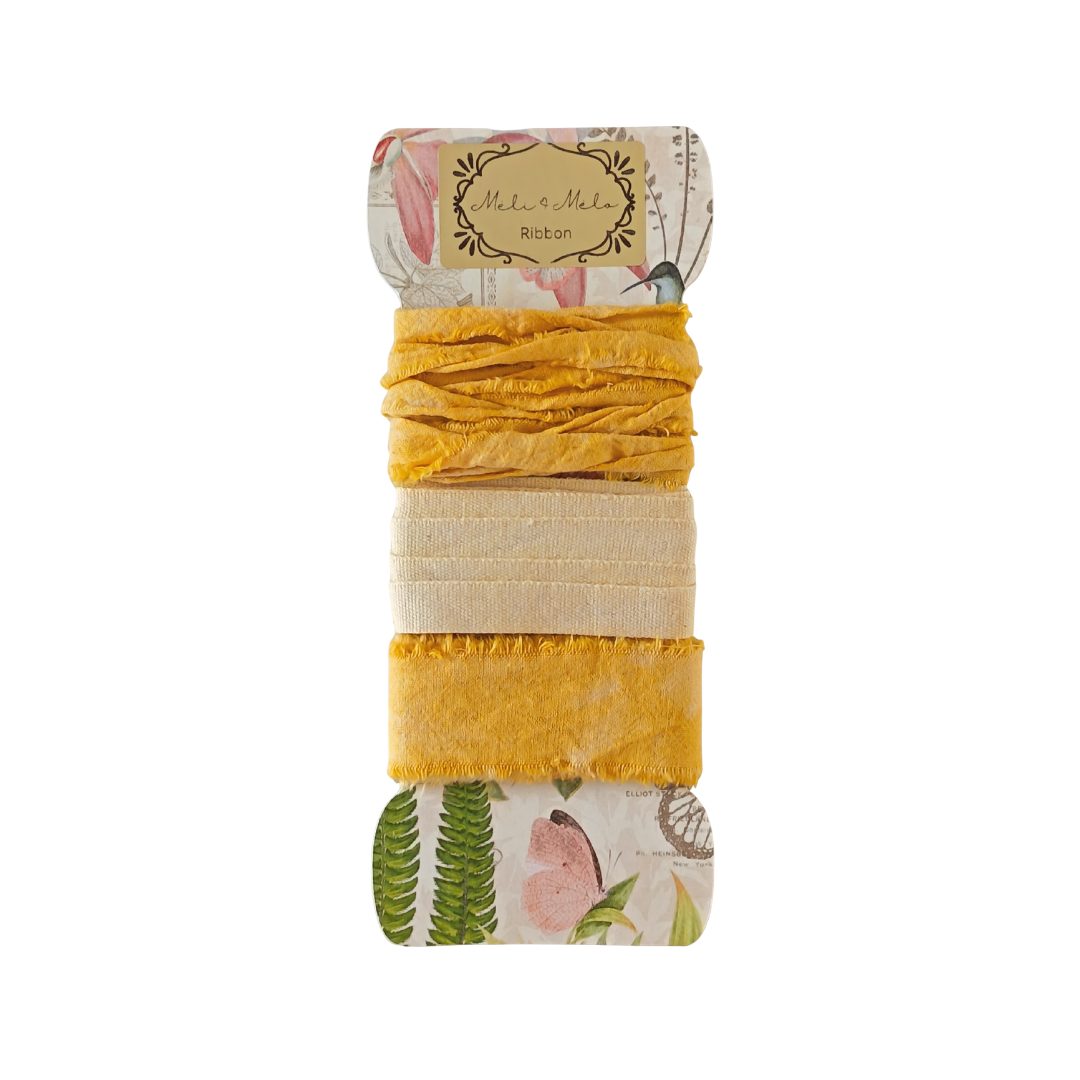 Natural Hand Dyed Ribbon Pack - Ochre