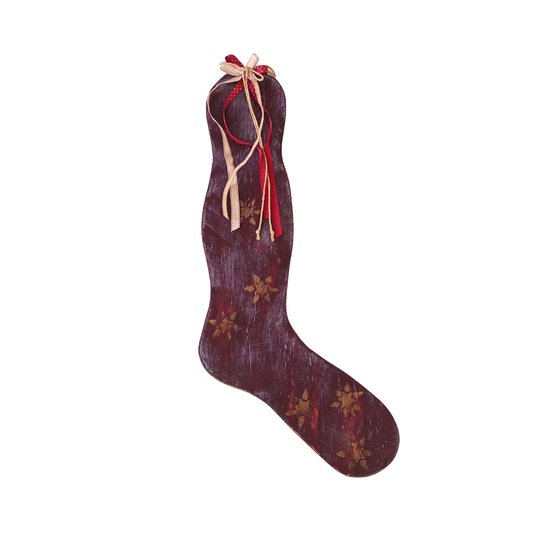 Red Wooden Stocking Hanging Decor