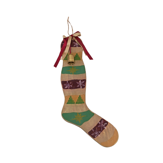 Colourful Wooden Stocking Hanging Decor