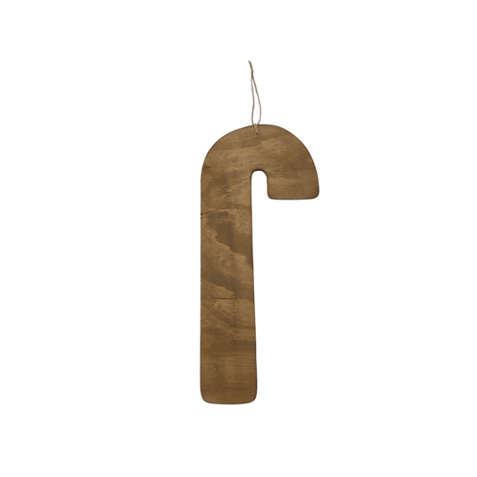 White Striped Wooden Candy Cane Hanging Decor