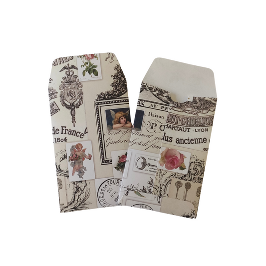 Handmade Mini Patterned Paper Envelopes - - Vintage