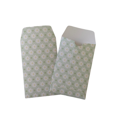 Handmade Mini Patterned Paper Envelopes - - Green
