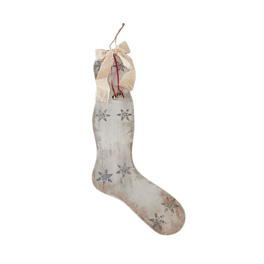 Grey Star Wooden Stocking Hanging Decor